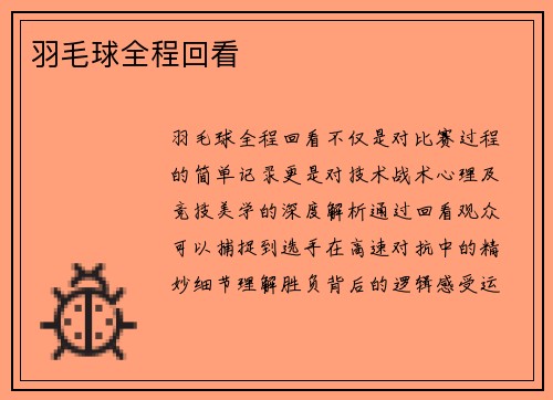 羽毛球全程回看